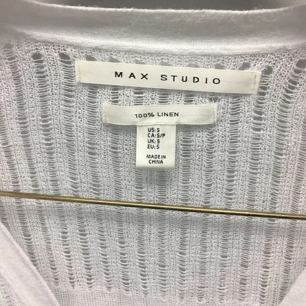 Max Studio | White Linen Button Front Cardigan | L - Picture 5 of 6
